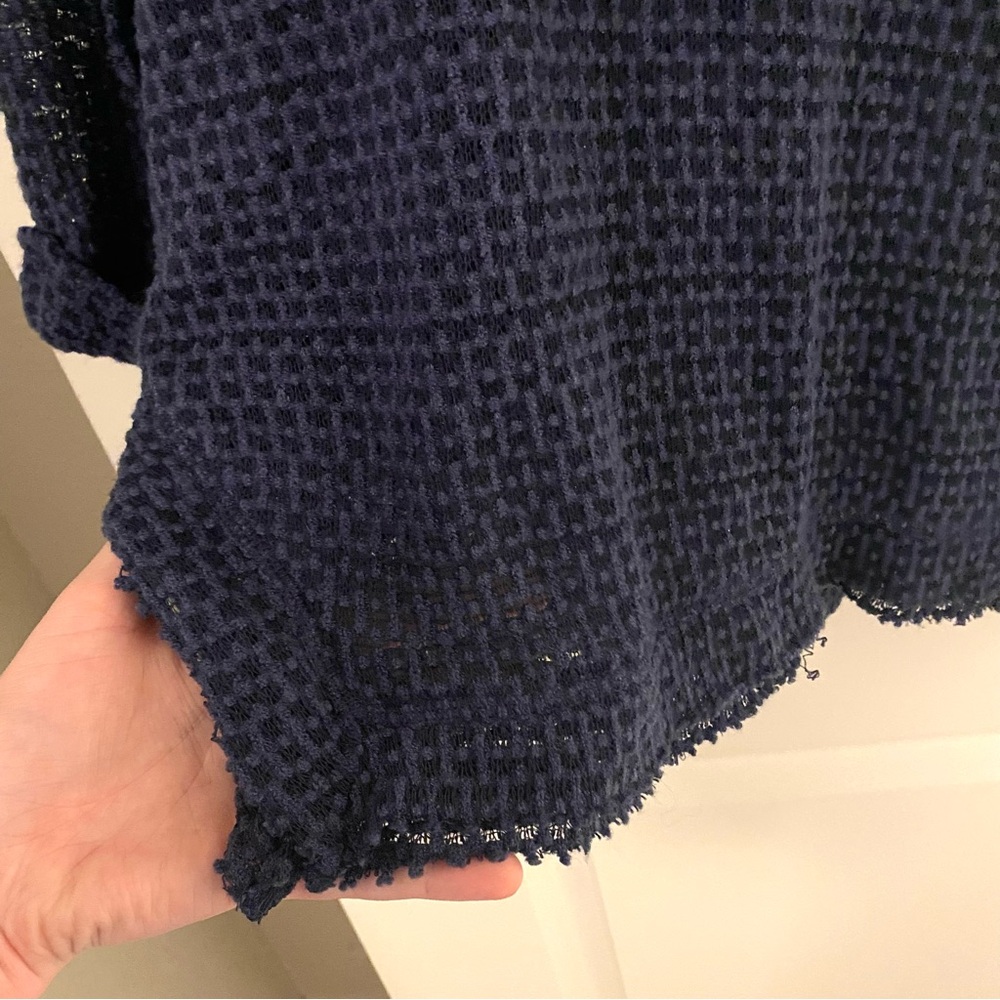 Umgee Navy Blue Waffle Knit Blouse - Picture 4 of 5